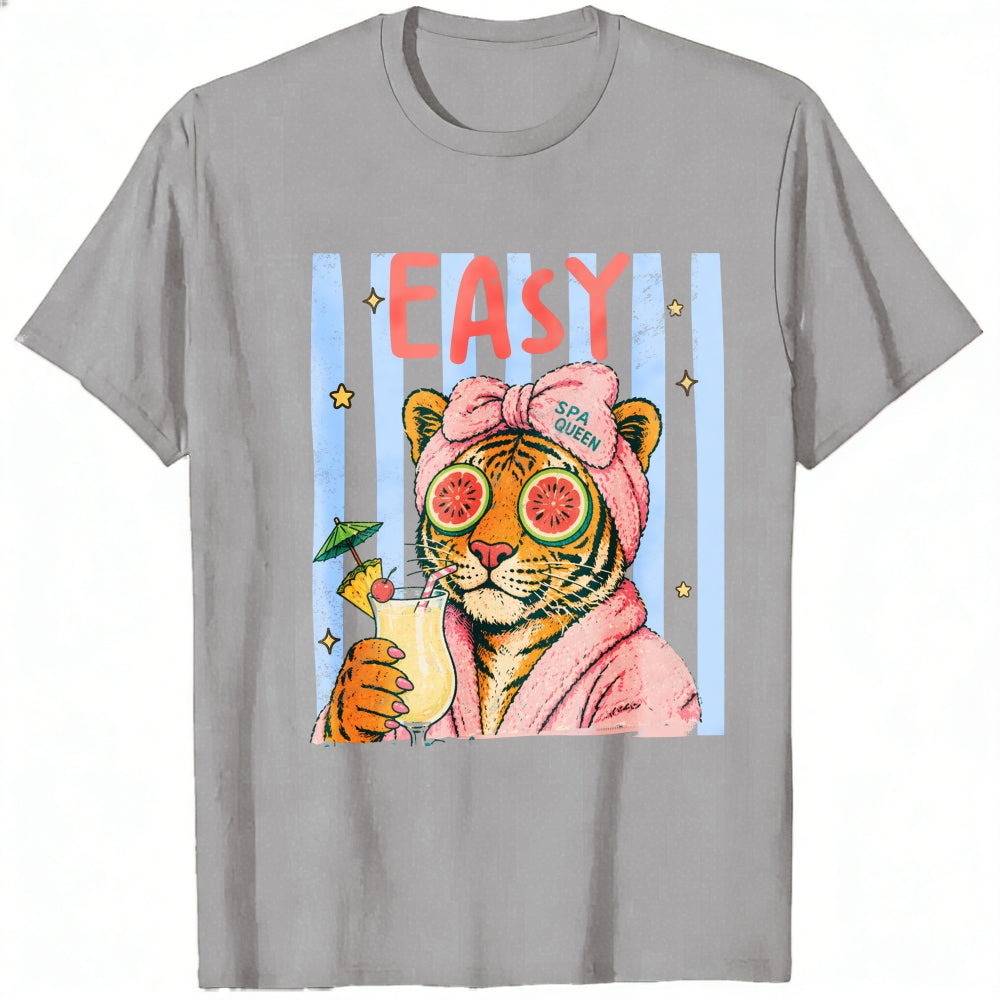 Retro Vintage Style Classic T-Shirt Easy Tiger In Robe With Cocktail And Watermelon Sunglasses