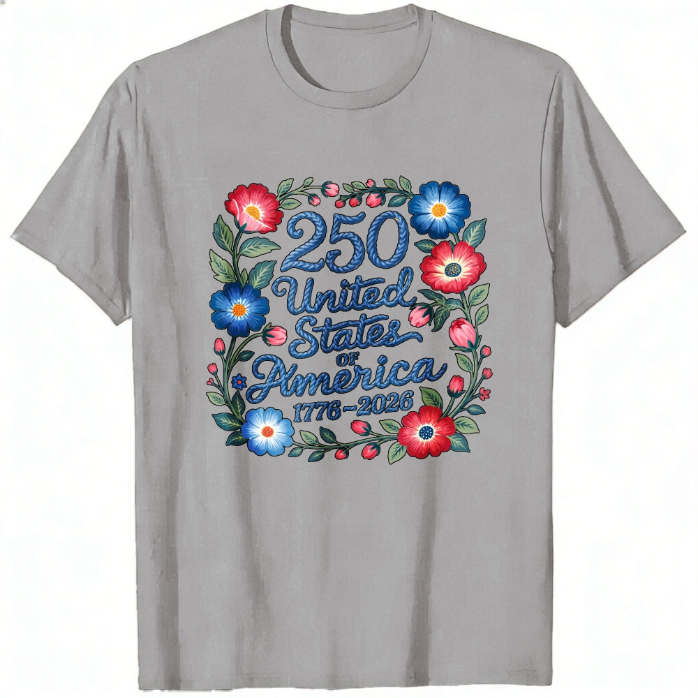 Patriotic Floral Design Classic T-Shirt 250 United States Of America 1776 2026