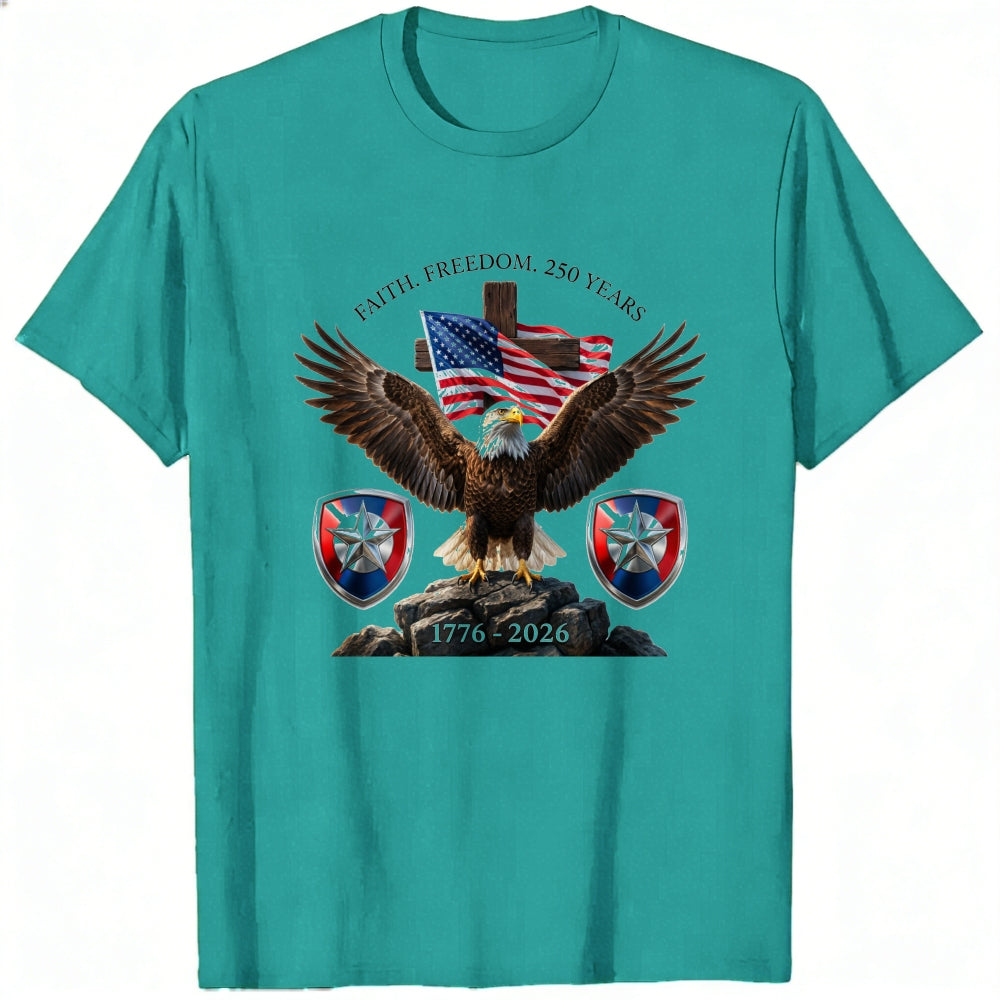 Patriotic Eagle American Flag Classic T-Shirt Faith Freedom 250 Years 1776 2026
