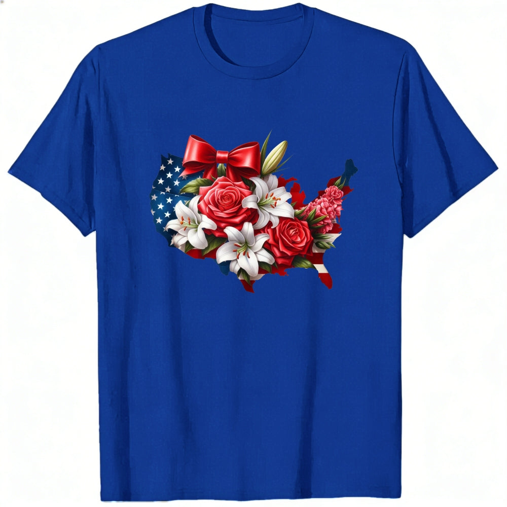 Patriotic Floral Usa Map Classic T-Shirt
