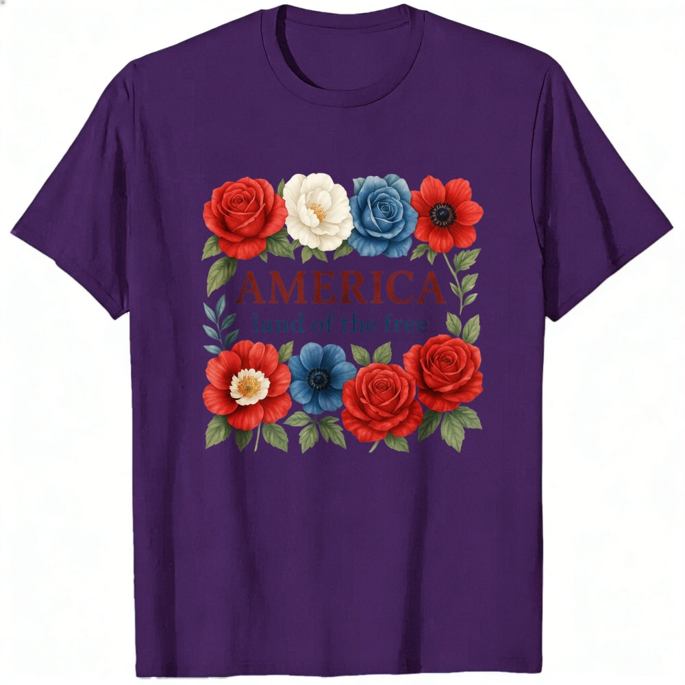 Patriotic Floral Design Classic T-Shirt America Land Of The Free
