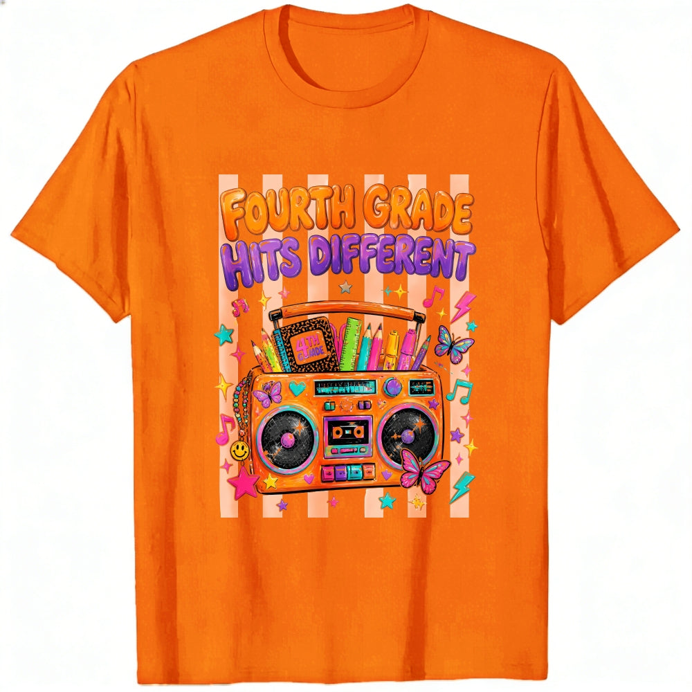 Retro Vintage Style Classic T-Shirt Fourth Grade Hits Different Boombox Design