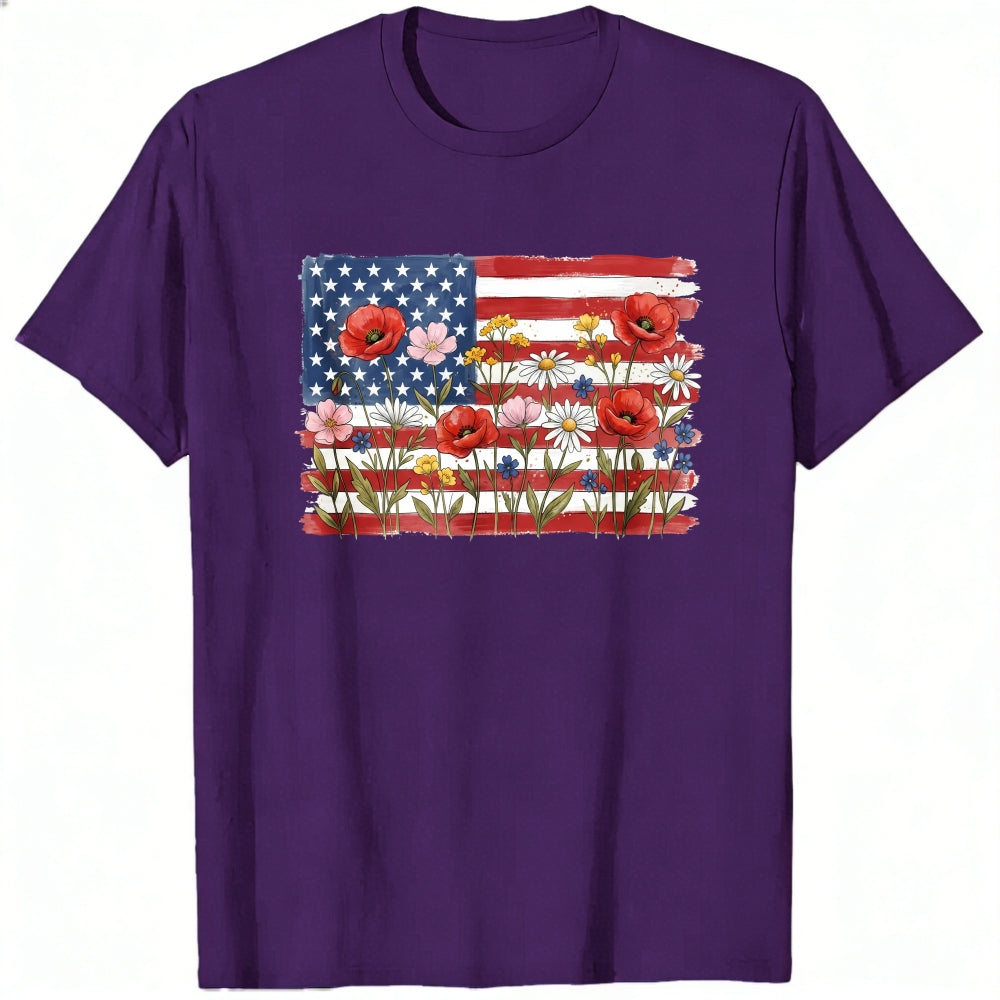 Floral American Flag Classic T-Shirt