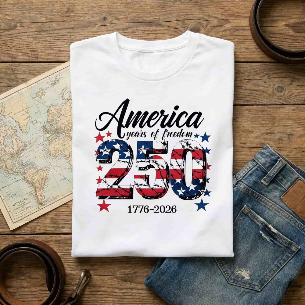 Patriotic American Flag Design Classic T-Shirt 250 Years Of Freedom 1776 2026