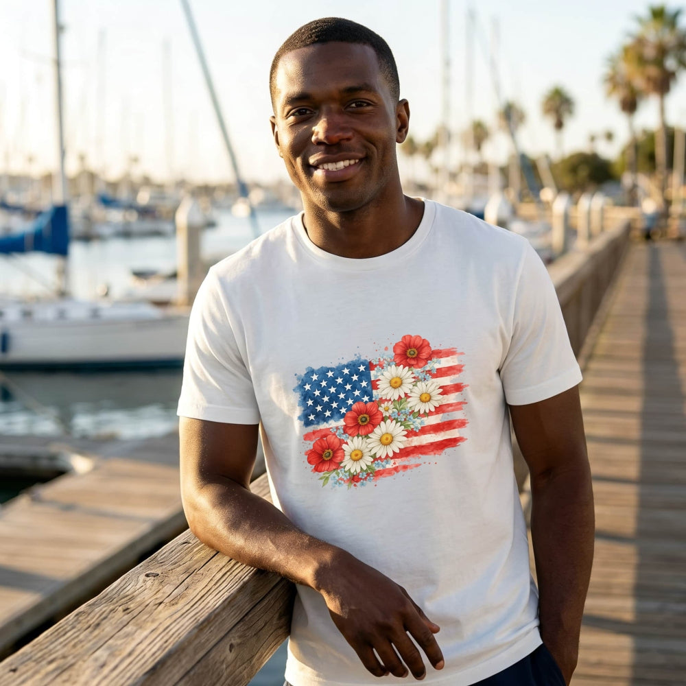 American Flag Floral Design Classic T-Shirt