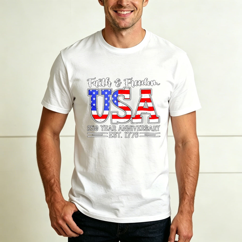 Patriotic American Flag Design Classic T-Shirt Faith Freedom Usa 250 Year Anniversary Est 1776