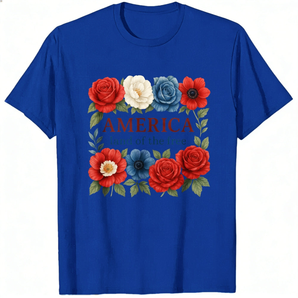 Patriotic Floral Design Classic T-Shirt America Land Of The Free