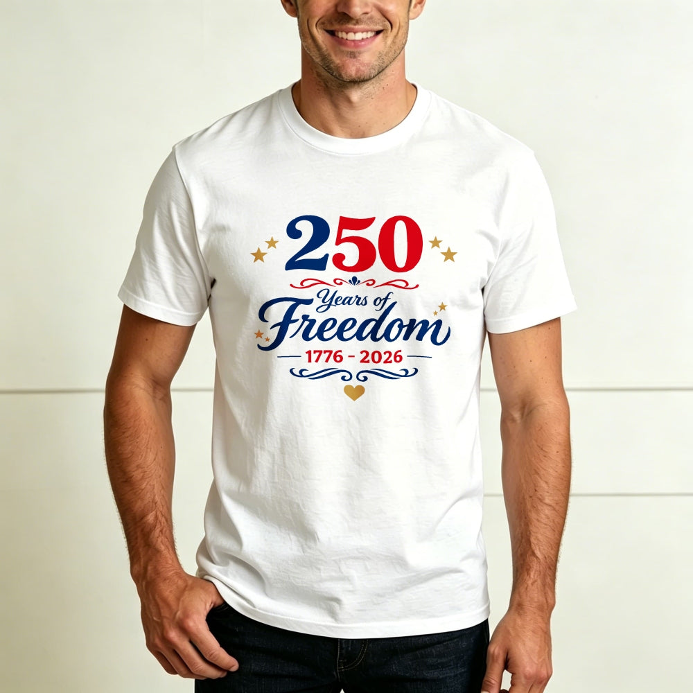 Patriotic American Independence Day 250 Years Of Freedom 1776 2026 Classic T-Shirt