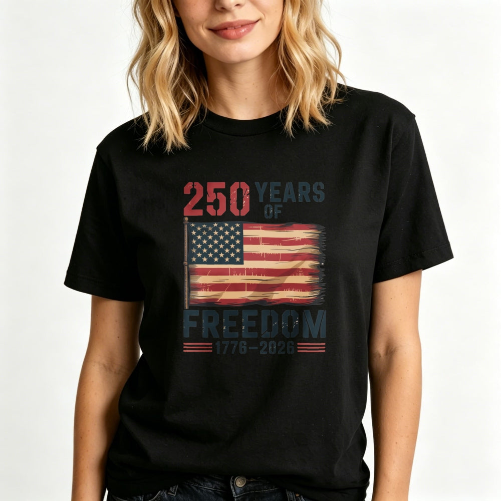 Patriotic American Flag Classic T-Shirt - 250 Years of Freedom 1776-2026