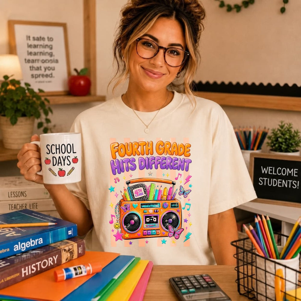 Retro Vintage Style Classic T-Shirt Fourth Grade Hits Different Boombox Design