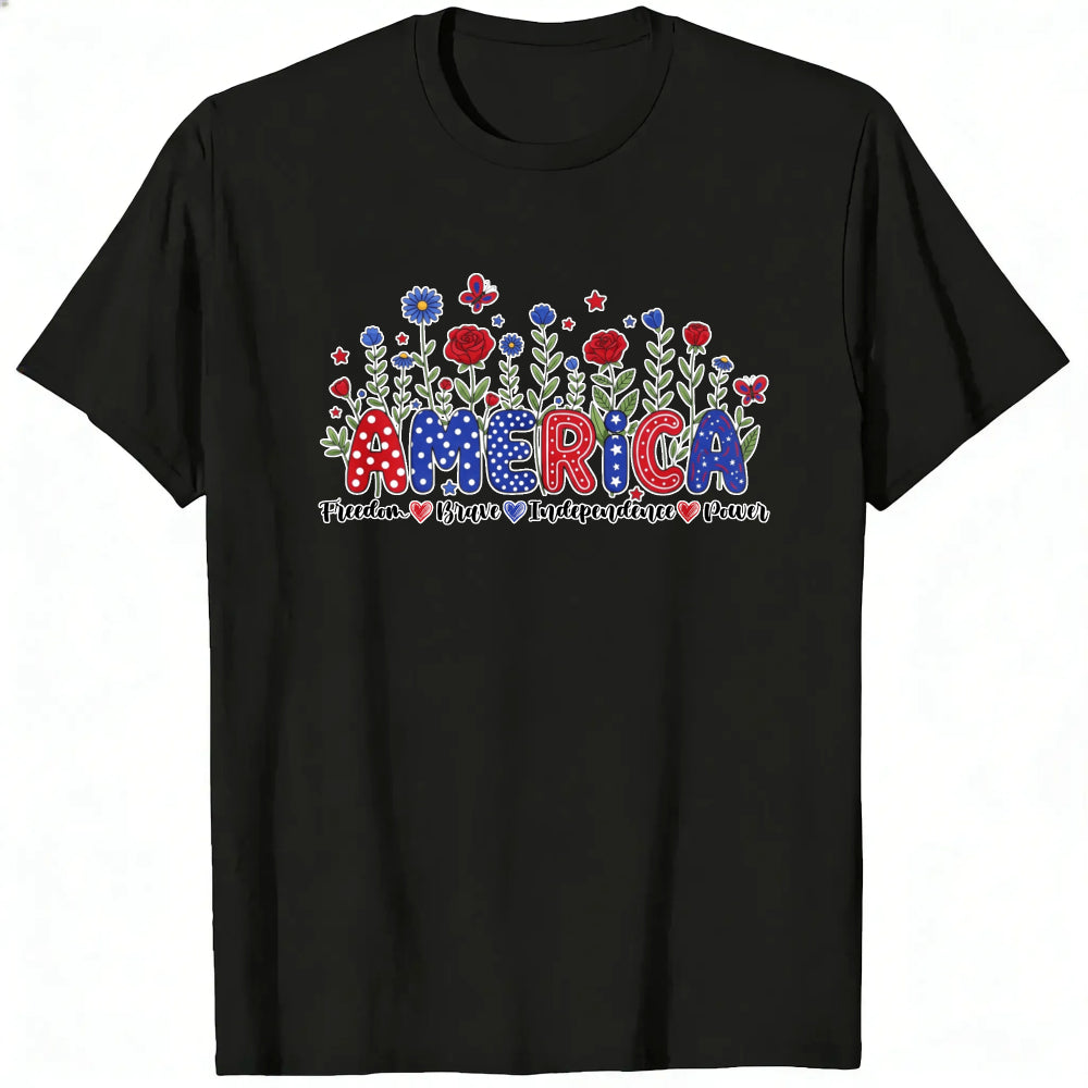 Patriotic Floral America Classic T-Shirt