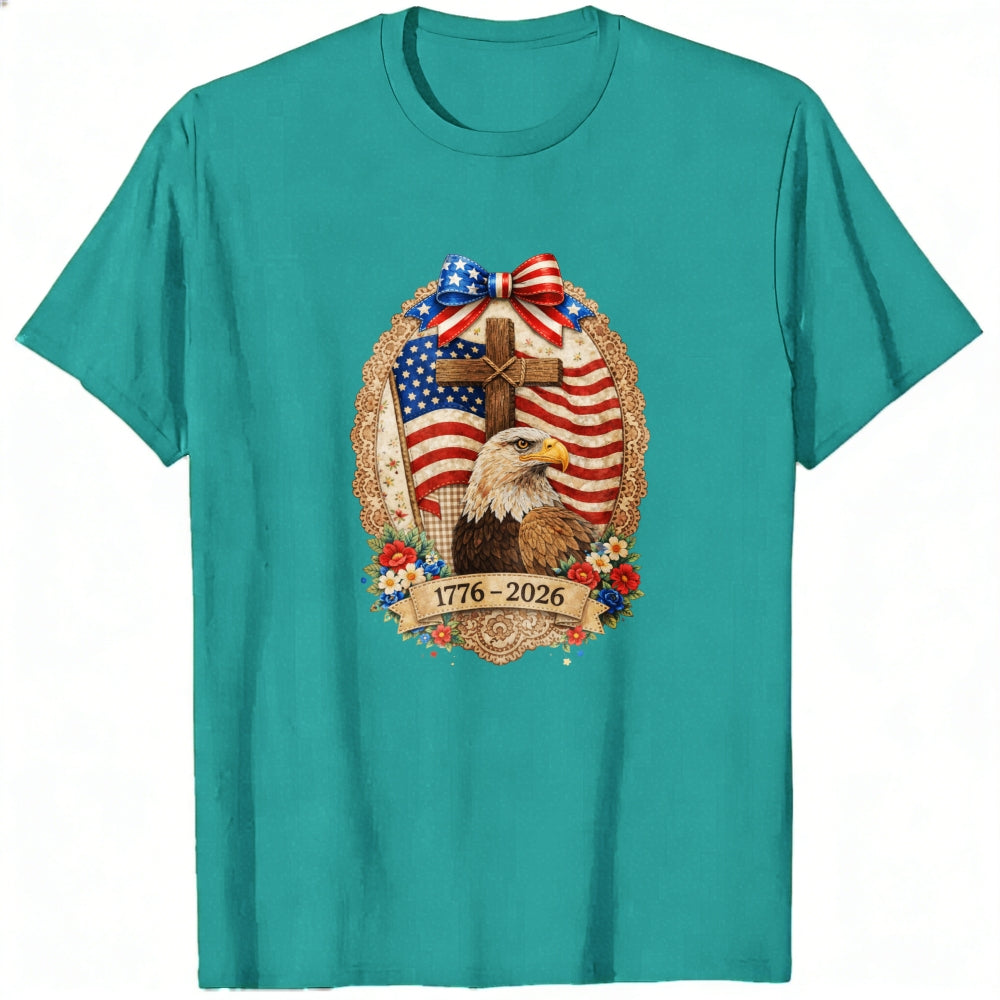 Patriotic American Eagle And Cross Classic T-Shirt 1776 2026