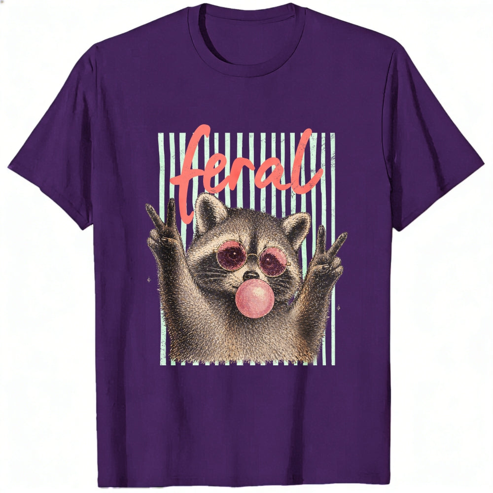 Funny Feral Raccoon Sunglasses Bubble Gum Classic T-Shirt