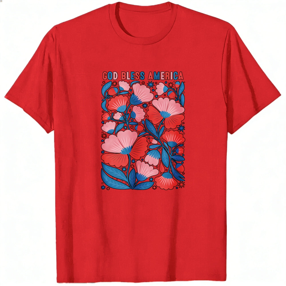 Patriotic Floral Design Classic T-Shirt God Bless America