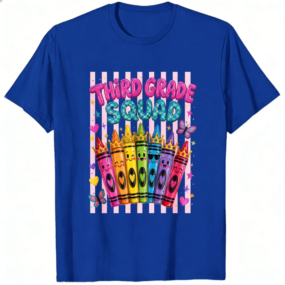 Cute Kawaii Style Classic T-Shirt Third Grade Squad Rainbow Crayons
