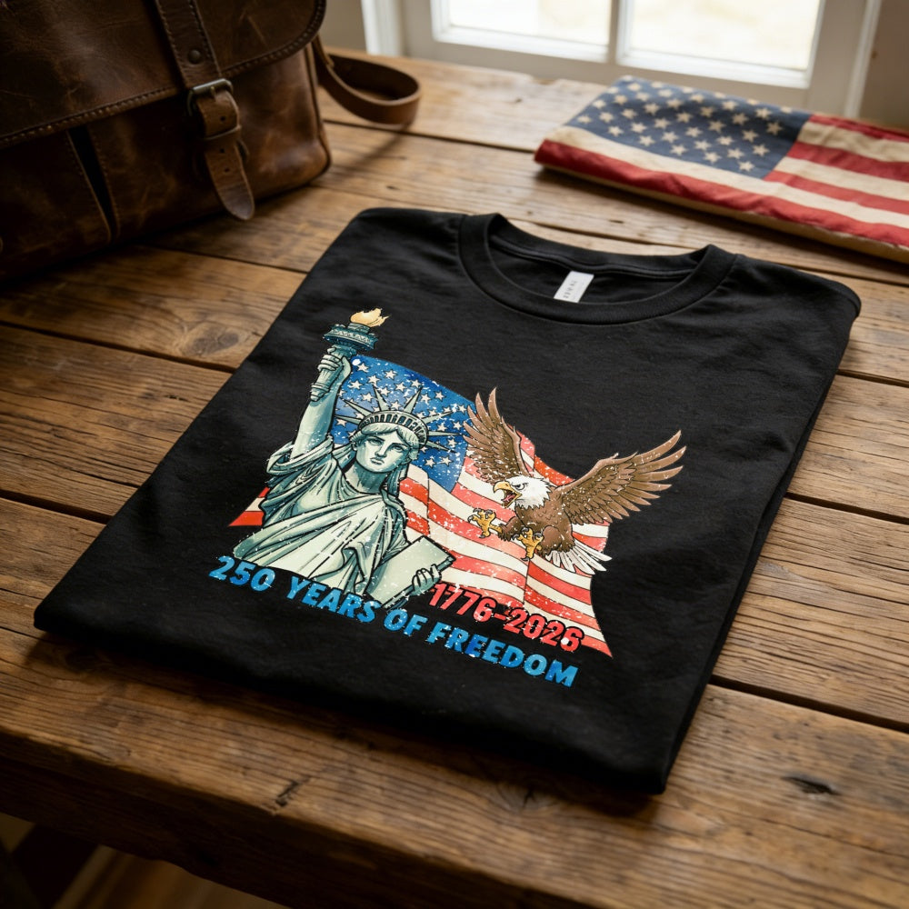 Patriotic American Flag Statue Of Liberty Eagle Classic T-Shirt 250 Years Of Freedom 1776 2026