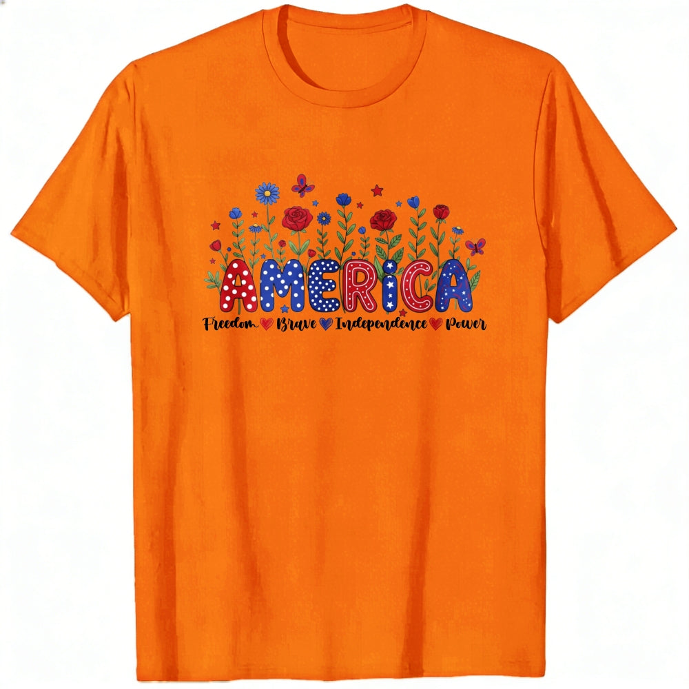 Patriotic Floral America Classic T-Shirt