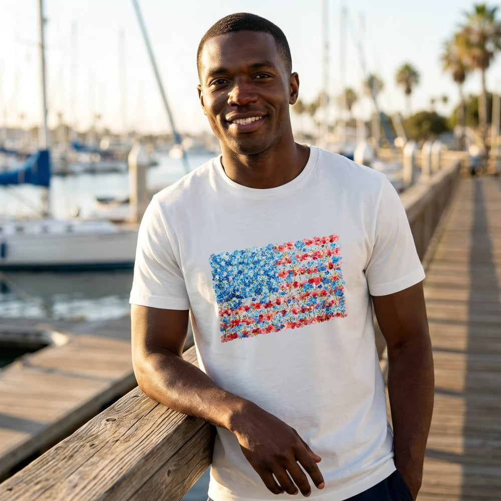 American Flag Floral Design Classic T-Shirt
