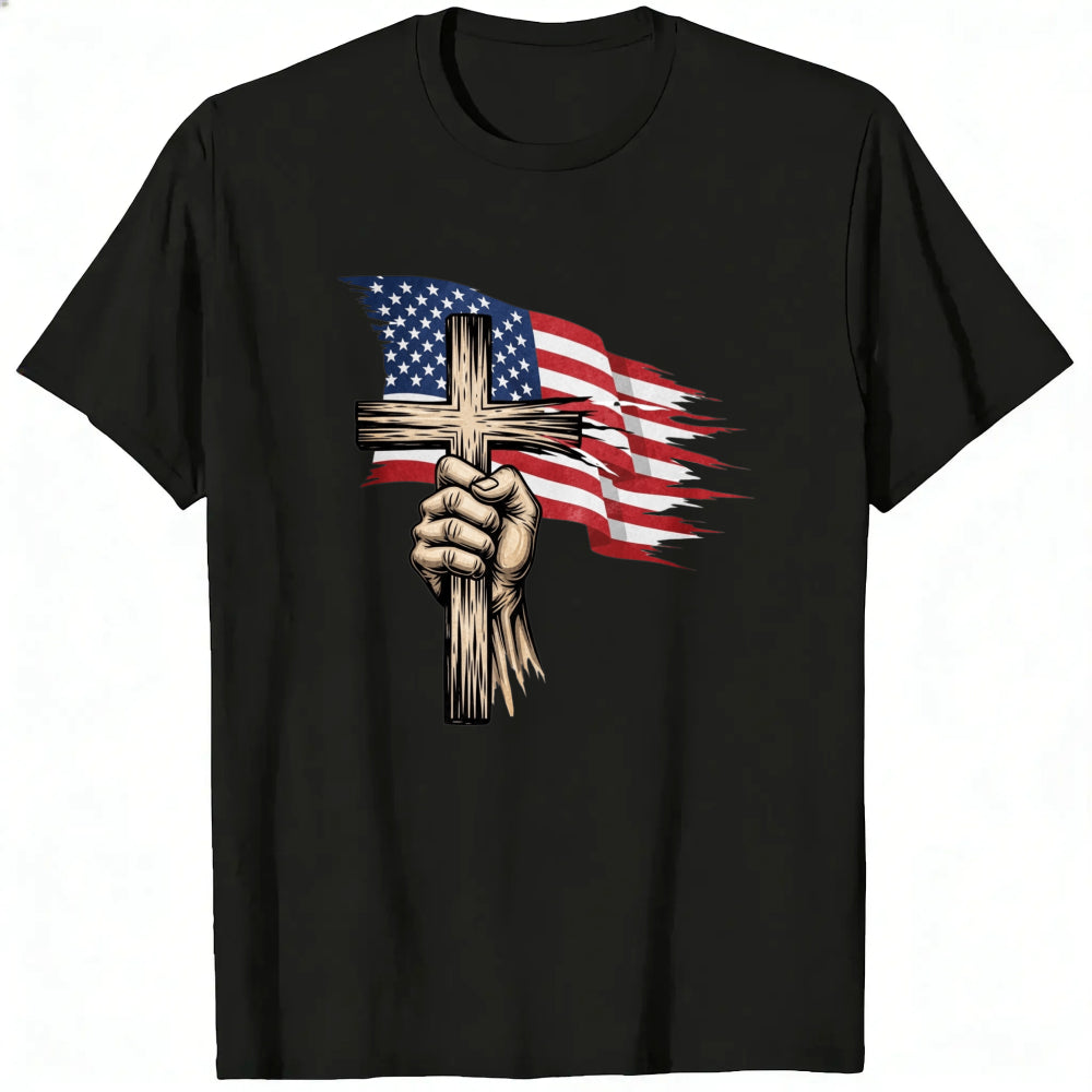 American Flag Cross Hand Classic T-Shirt
