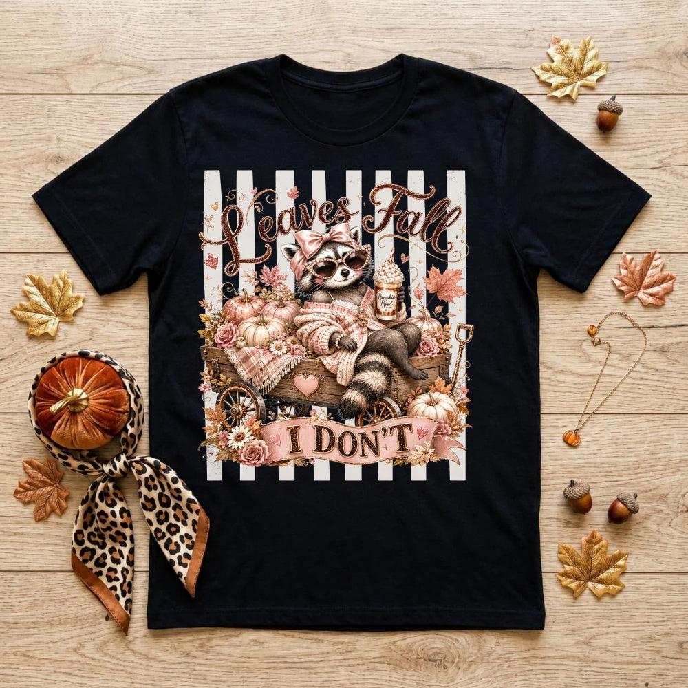 Cute Raccoon Autumn Pumpkin Leaves Fall I Dont Classic T-Shirt