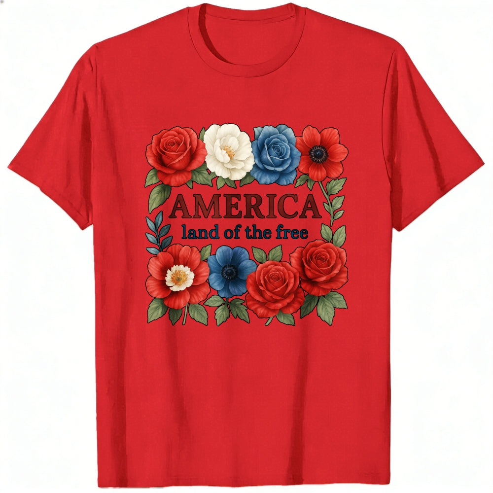 Patriotic Floral Design Classic T-Shirt America Land Of The Free
