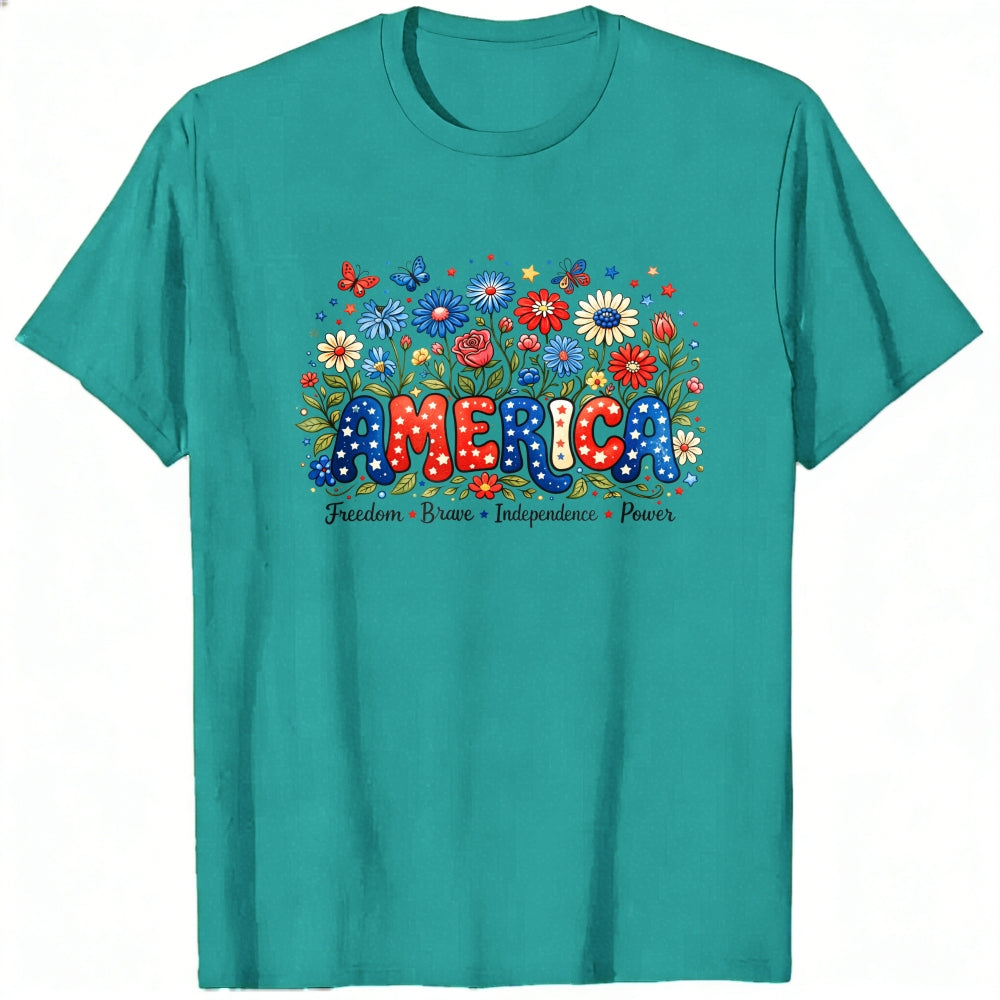 Patriotic Floral America Classic T-Shirt