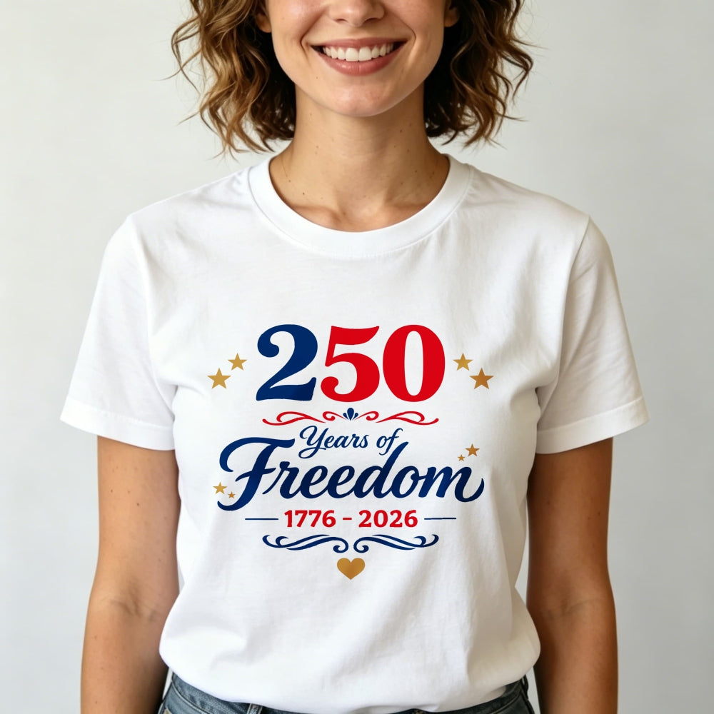 Patriotic American Independence Day 250 Years Of Freedom 1776 2026 Classic T-Shirt