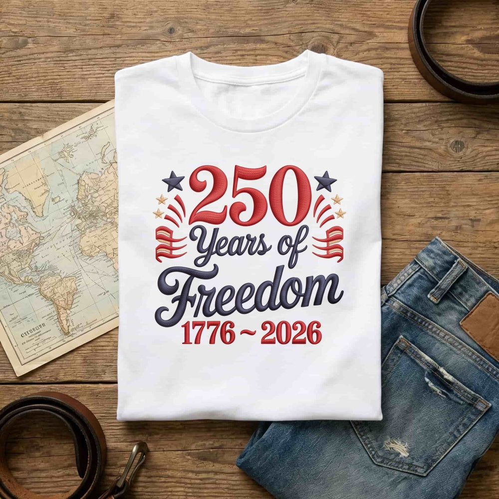 Patriotic American Independence Day 250 Years Of Freedom 1776 2026 Classic T-Shirt