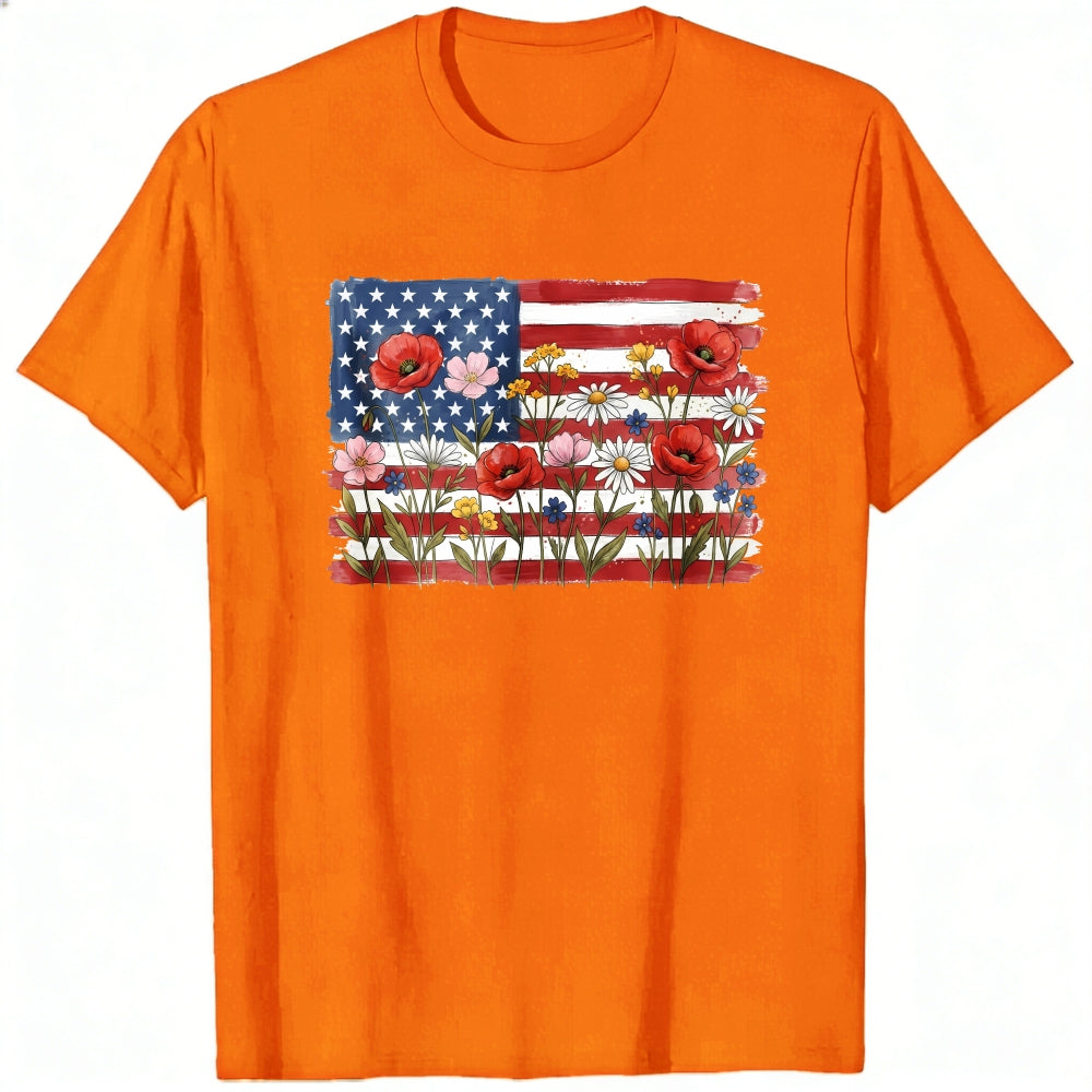 Floral American Flag Classic T-Shirt