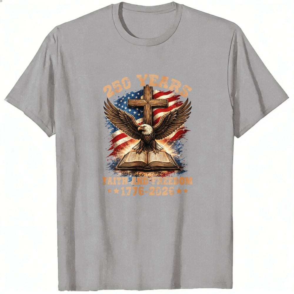 Patriotic Eagle Cross And Bible Classic T-Shirt Faith And Freedom 1776 2026