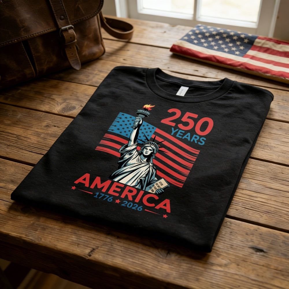 Patriotic Design Classic T-Shirt America 250 Years 1776 2026 Statue Of Liberty Flag
