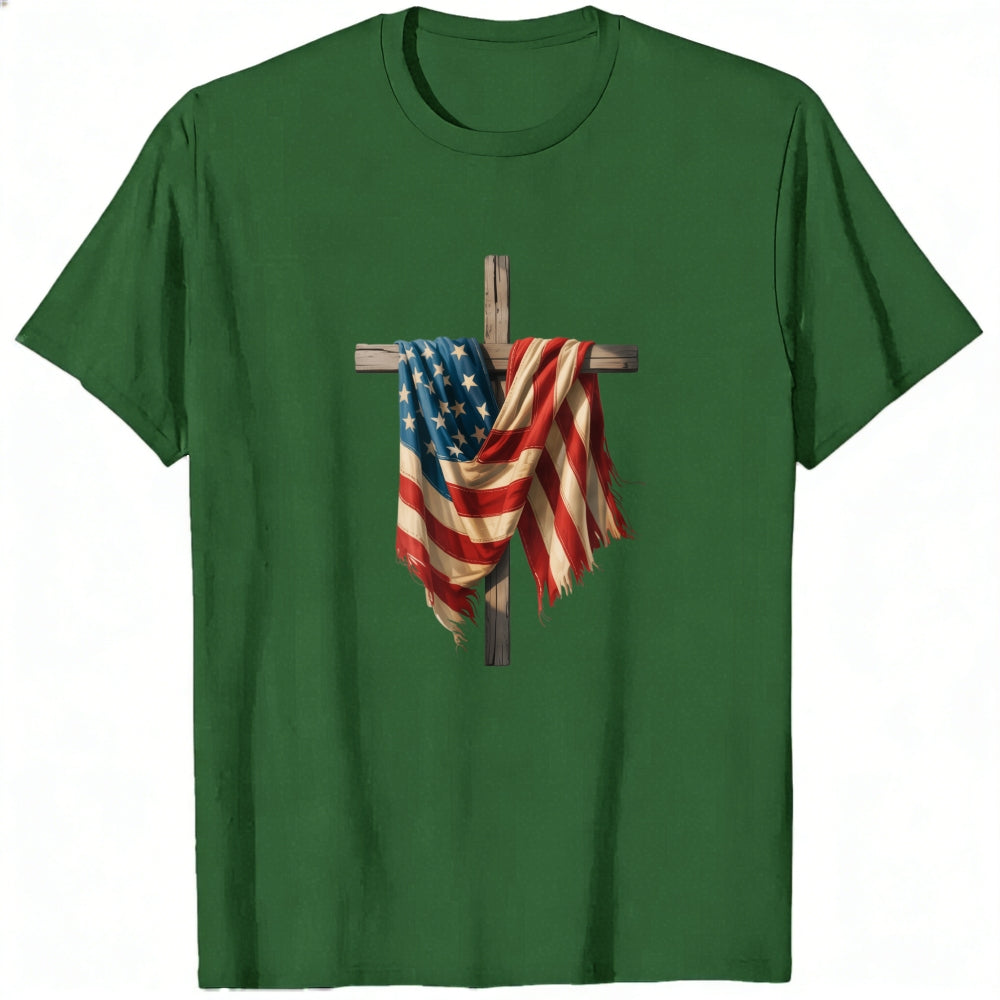 Patriotic American Flag Cross Classic T-Shirt