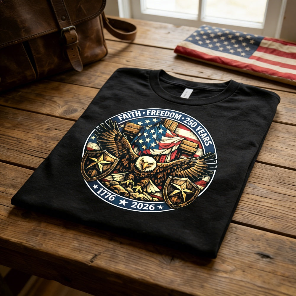 Patriotic Eagle American Flag Classic T-Shirt Faith Freedom 250 Years 1776 2026