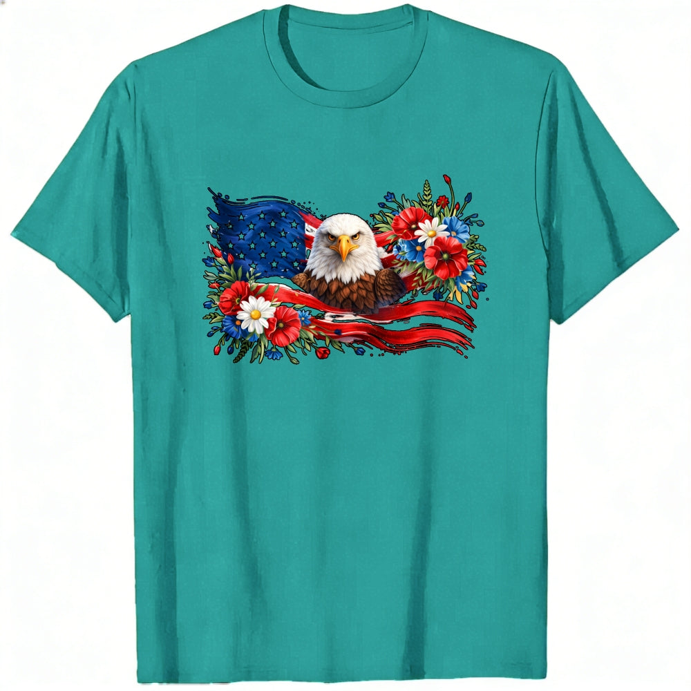 Patriotic Eagle And Flowers Classic T-Shirt