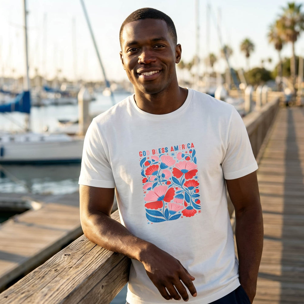 Patriotic Floral Design Classic T-Shirt God Bless America