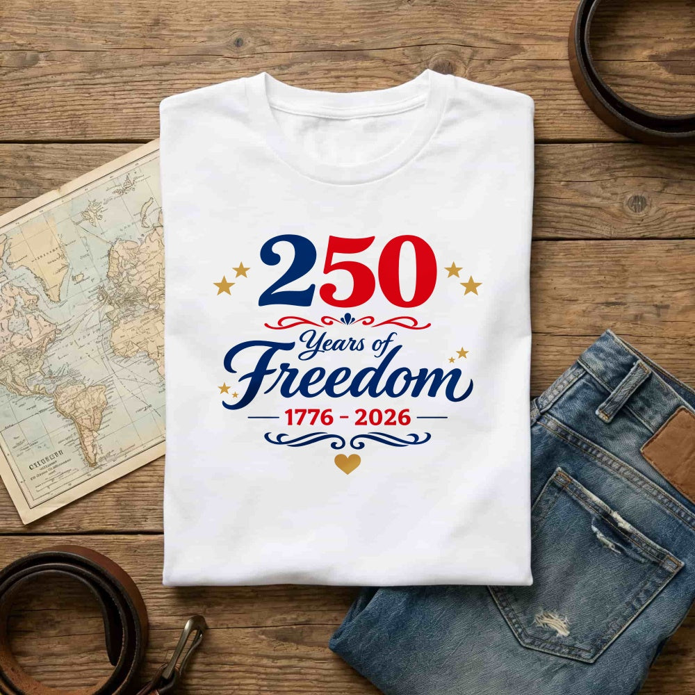 Patriotic American Independence Day 250 Years Of Freedom 1776 2026 Classic T-Shirt