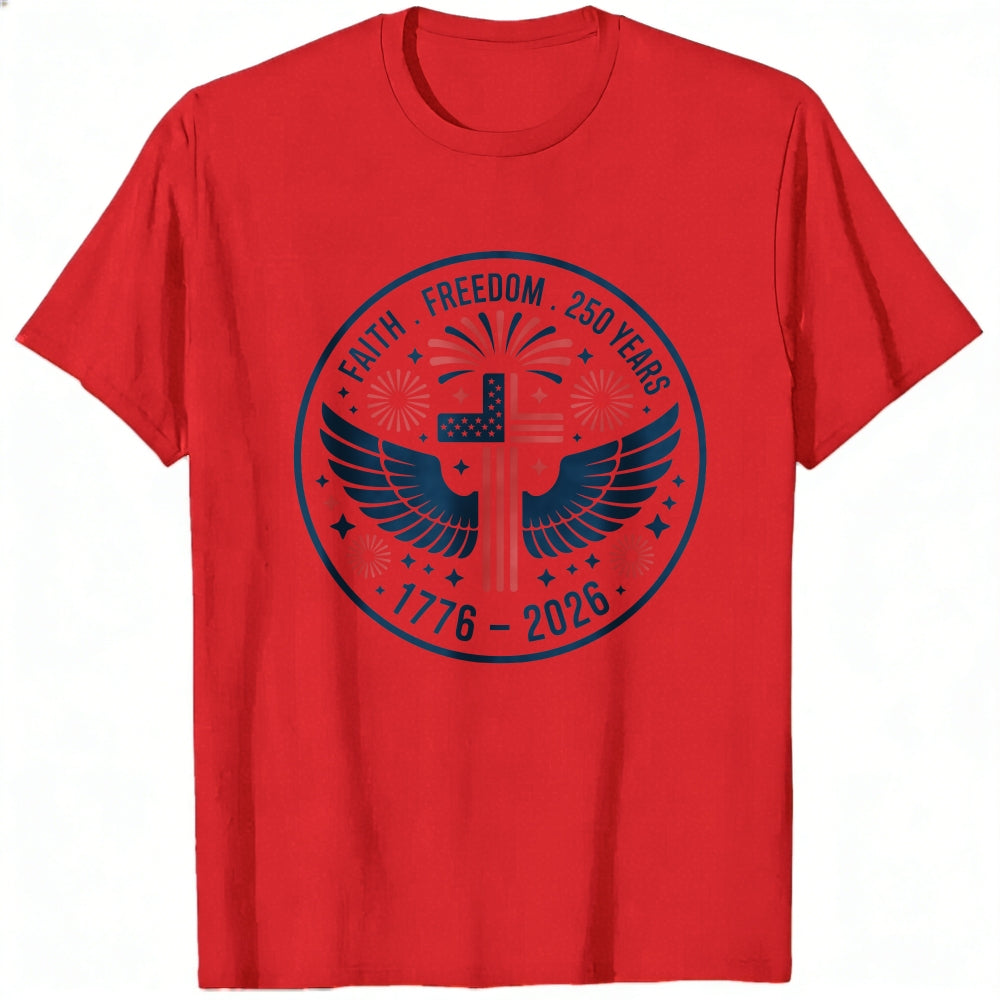 Patriotic American Eagle And Cross Classic T-Shirt Faith Freedom 250 Years 1776 2026