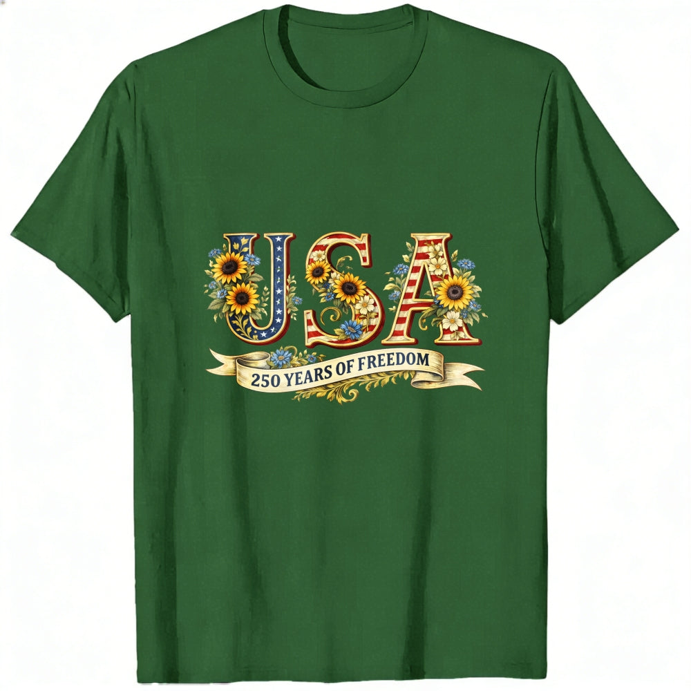 Patriotic Floral Usa 250 Years Of Freedom Classic T-Shirt