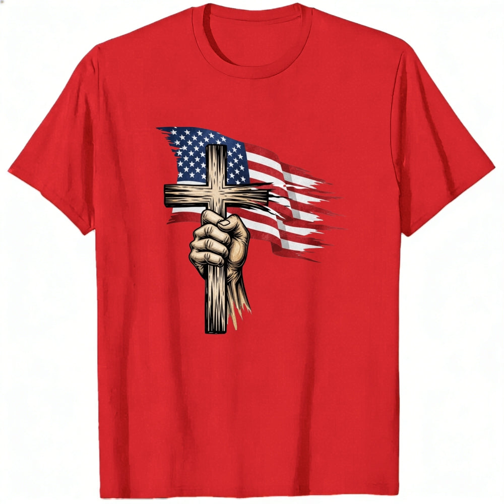 American Flag Cross Hand Classic T-Shirt