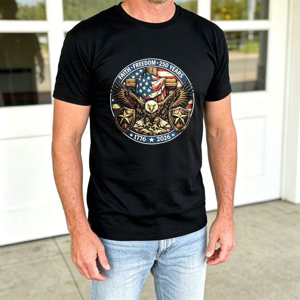 Patriotic Eagle American Flag Classic T-Shirt Faith Freedom 250 Years 1776 2026