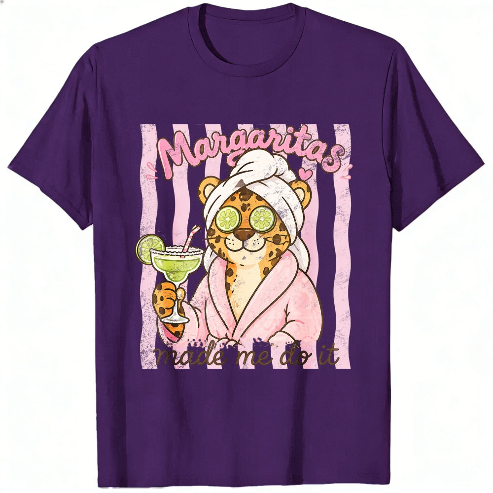 Funny Leopard In Robe With Margarita Classic T-Shirt