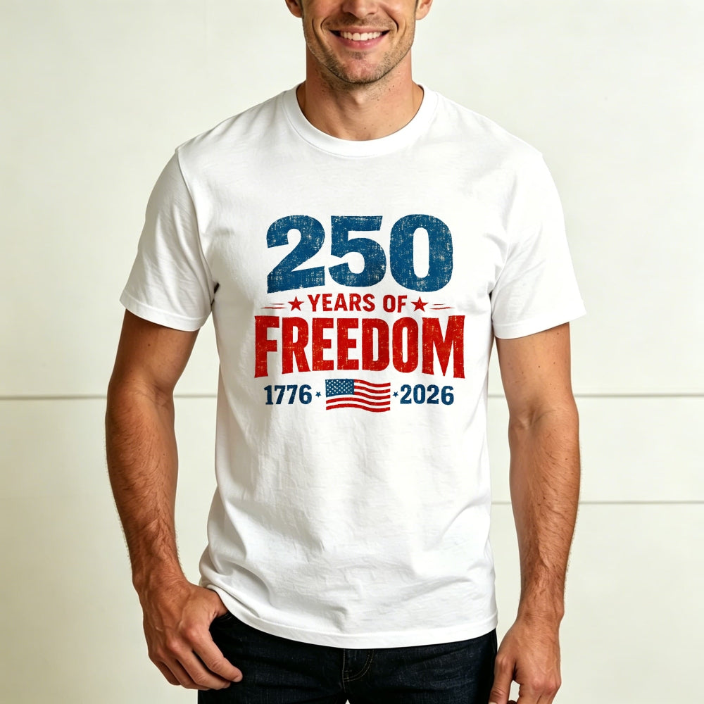 Patriotic American Independence Day 250 Years Of Freedom 1776 2026 Classic T-Shirt