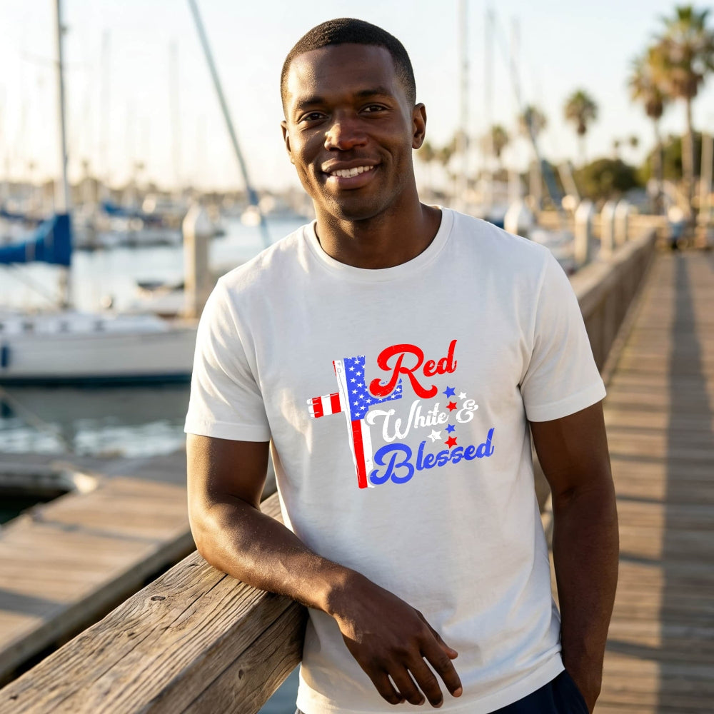 Patriotic American Flag Red White And Blessed Classic T-Shirt
