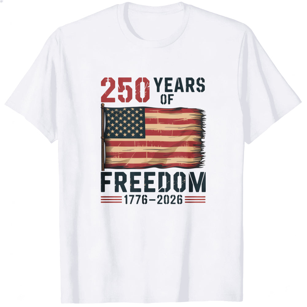 Patriotic American Flag Classic T-Shirt - 250 Years of Freedom 1776-2026