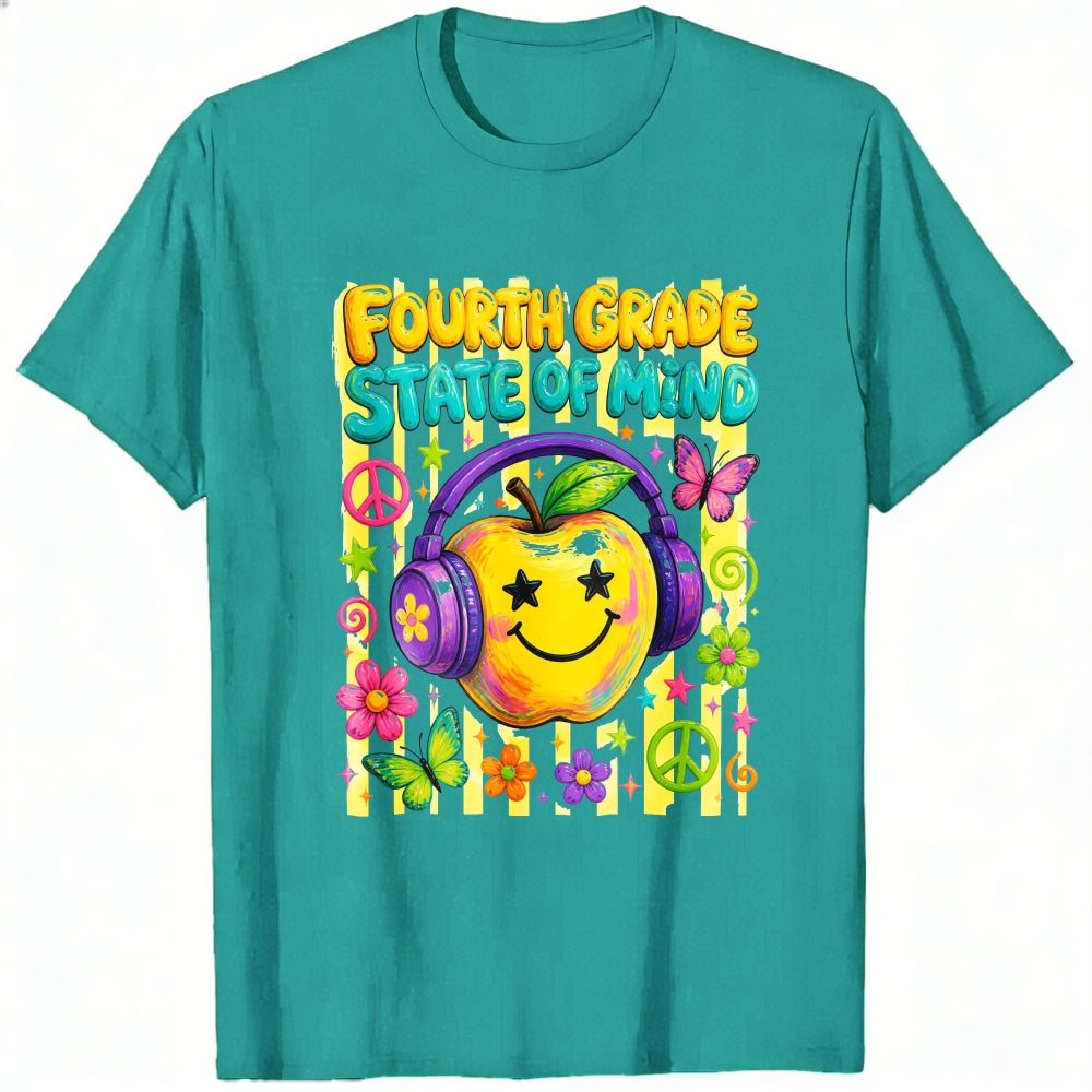 Retro Groovy Fourth Grade State Of Mind Apple Classic T-Shirt