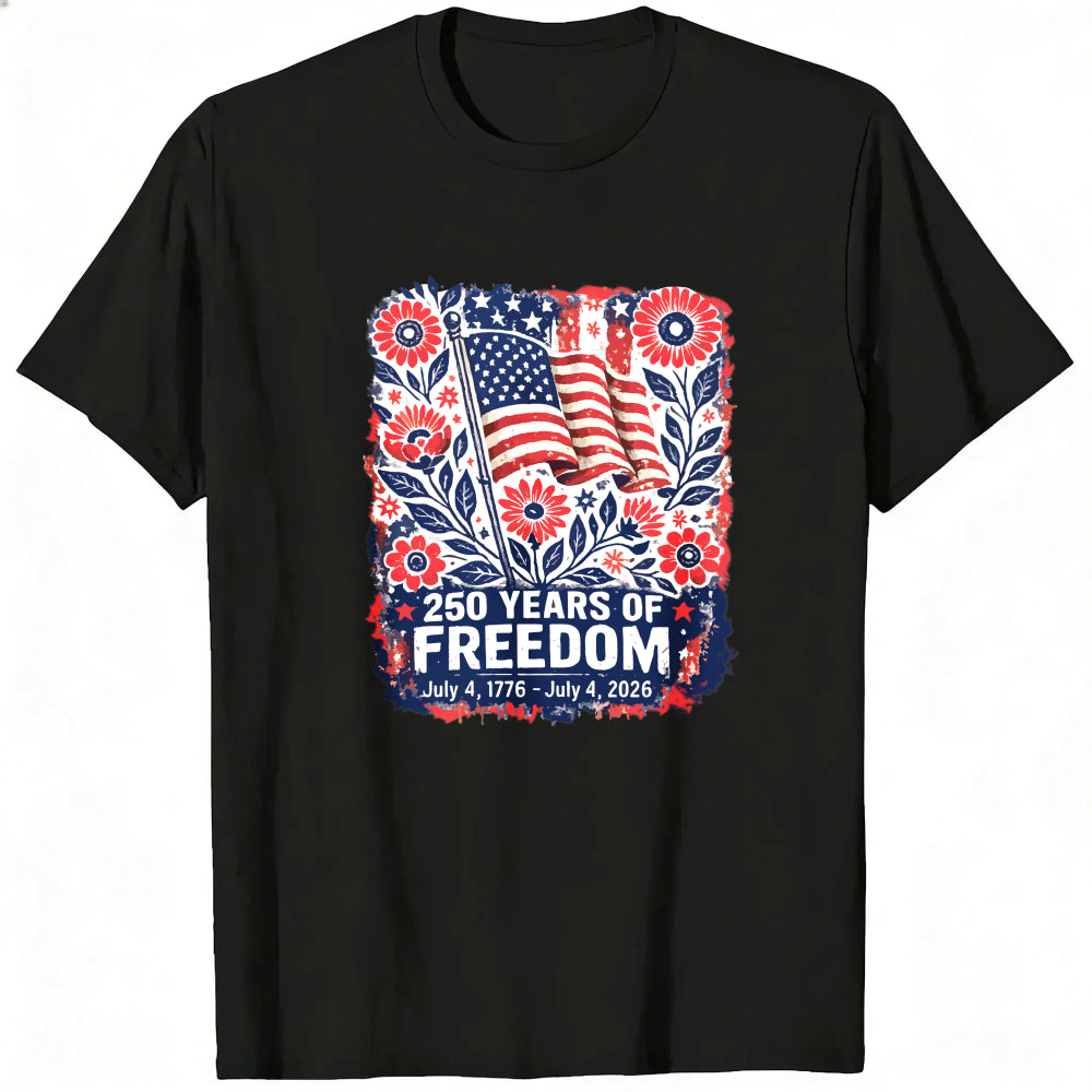 Patriotic Floral Design Classic T-Shirt 250 Years Of Freedom July 4 1776 July 4 2026