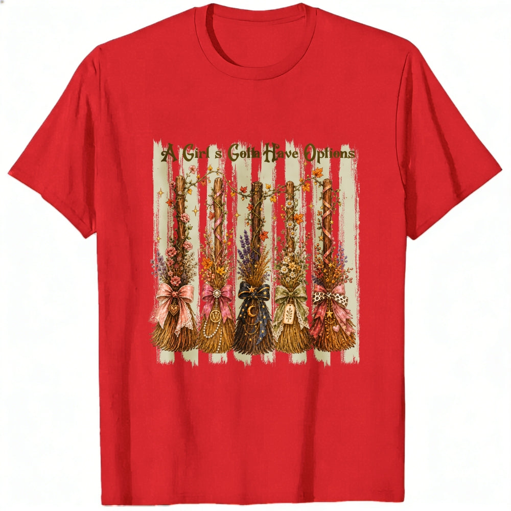 Vintage Autumn Broomsticks All Girls Gotta Have Options Classic T-Shirt