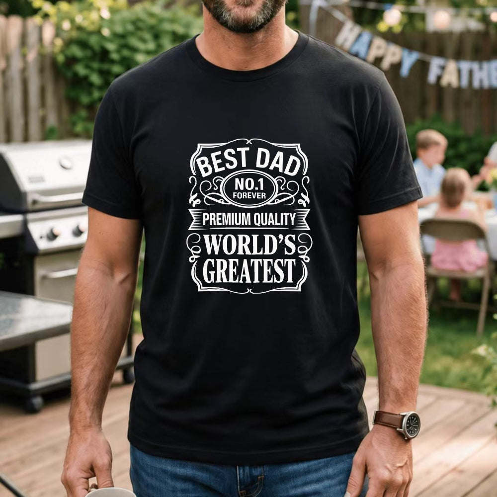 Black Classic T-Shirt Best Dad No 1 Forever Premium Quality World's Greatest