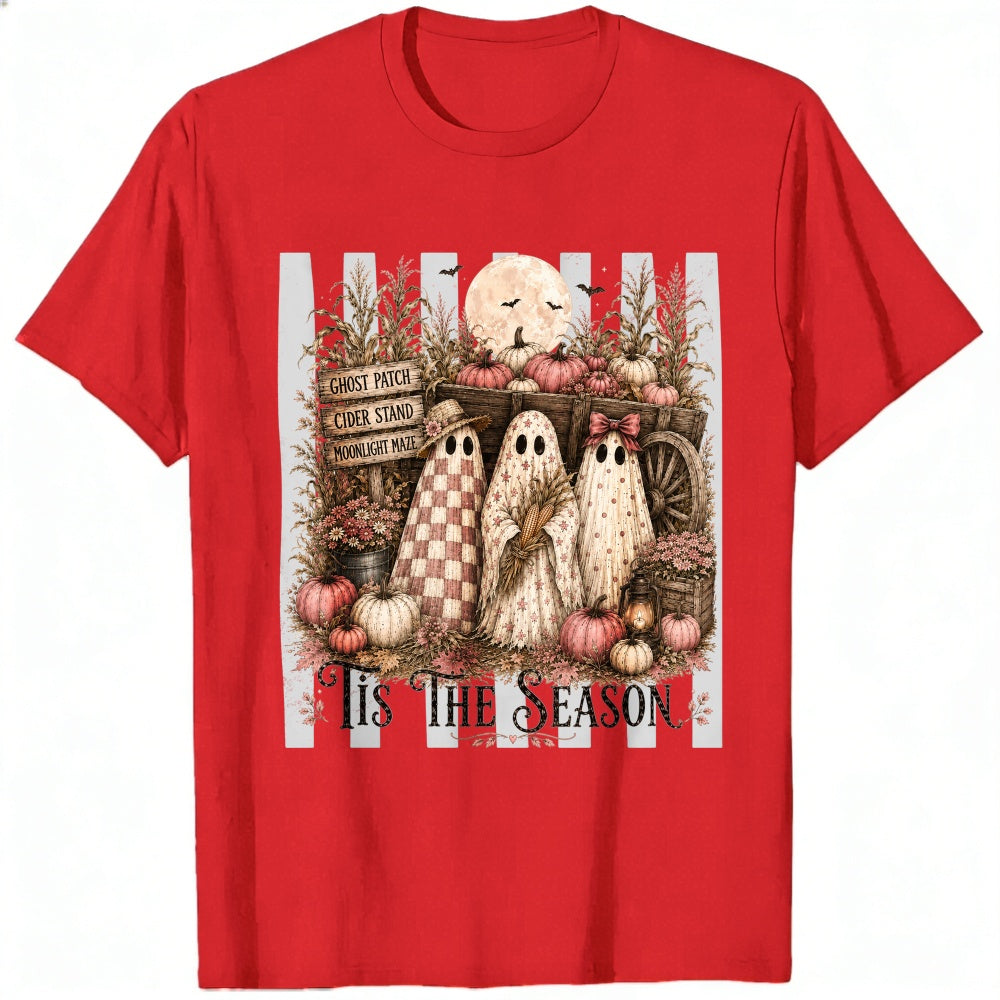 Vintage Halloween Ghosts Pumpkins Wagon Classic T-Shirt Tis The Season Autumn Decor