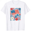 Patriotic Floral Design Classic T-Shirt American Flag And Flowers